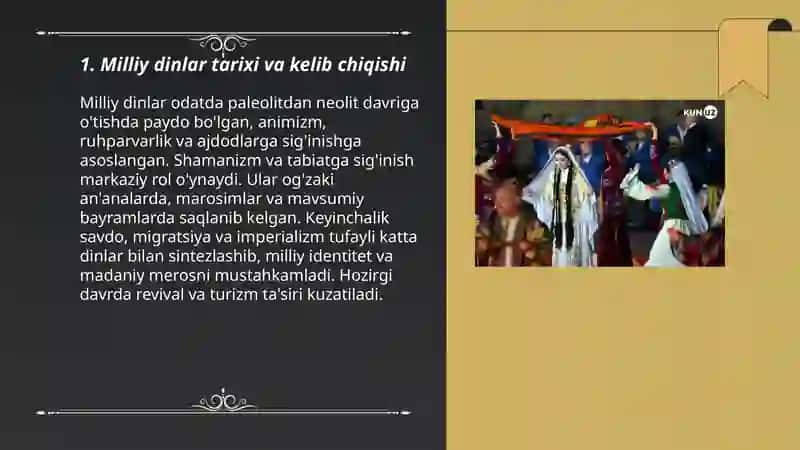 Milliy dinlar haqida 3