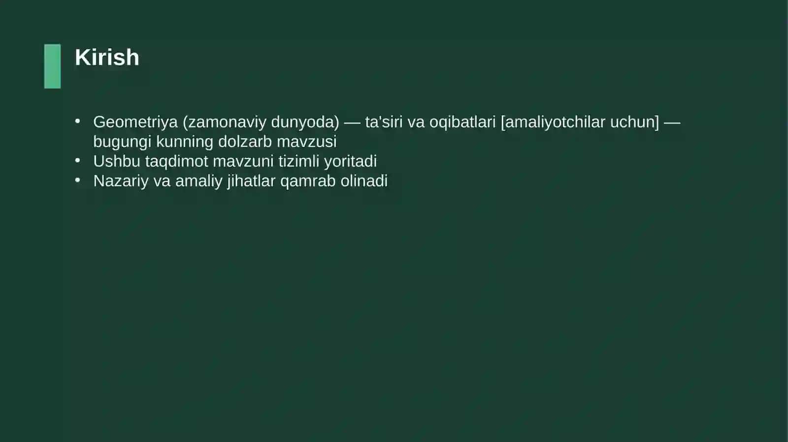 Geometriya (zamonaviy dunyoda) — ta'siri va oqibatlari [amaliyotchilar uchun] 3