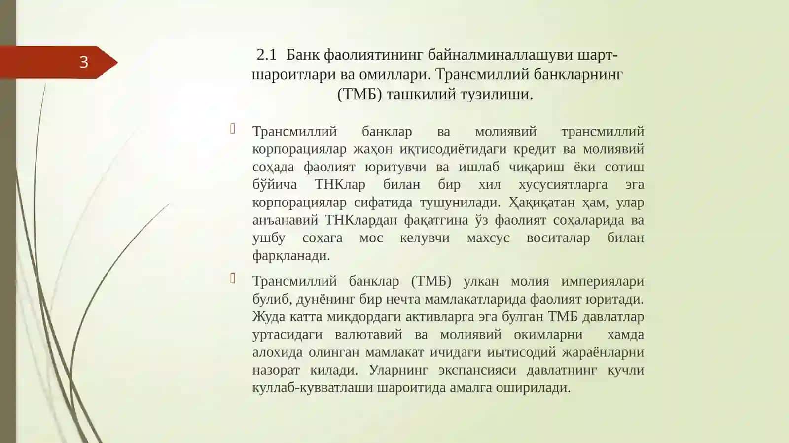 Банк фаолиятининг байналминаллашуви ва трансмиллий банклар фаолиятининг ривожланиши 3