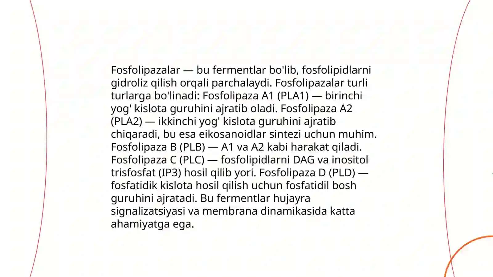 Fosolipazalar va ularning taʼsir qilish mexanizmi.Mikroorganizmlar fiksatsiya sining baʼzi bir xususiyatlari 3