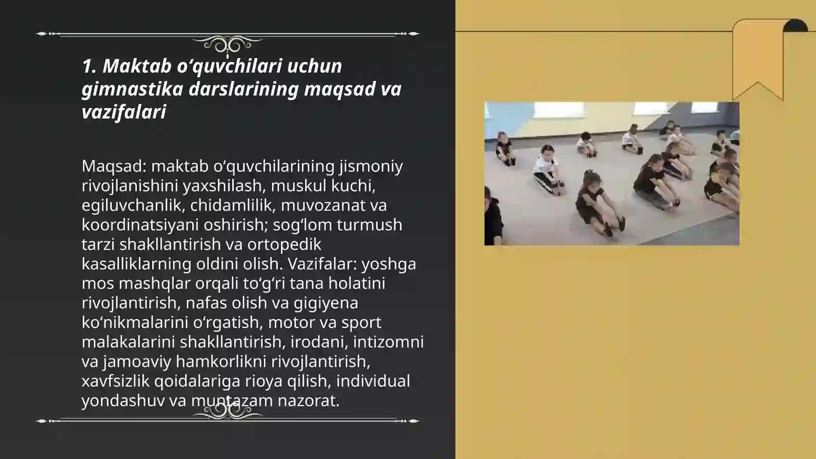 Maktab oʻquvchilari gimnastika oʻrgatish 3