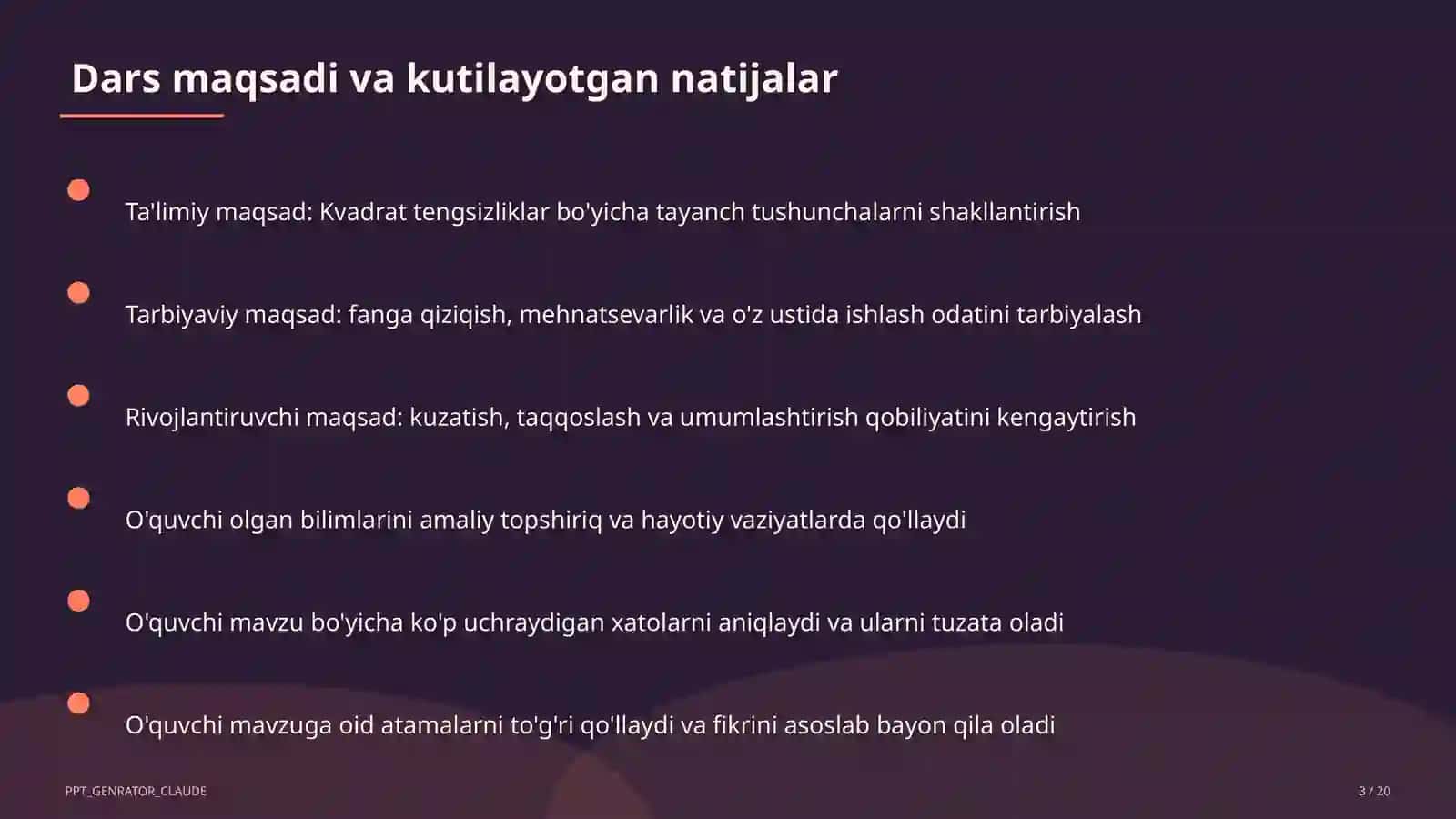 Kvadrat tengsizliklar (9-sinf) 3