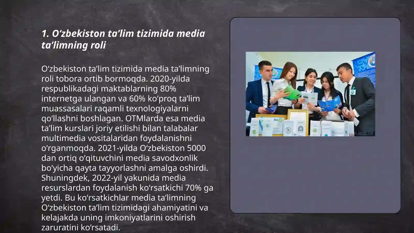 Oʻzbekiston talim tizimida media taʼlimning urni Gulboyeva Madina 3