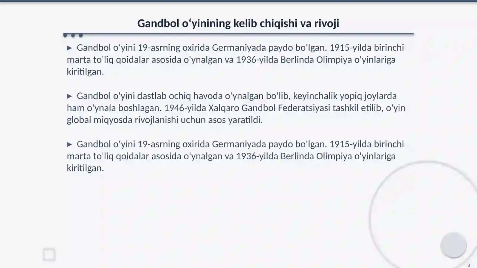 Gandbol Oʻyini Birinchi Jahon va Yevropa Chempionatini Oʻtkazilishi 3