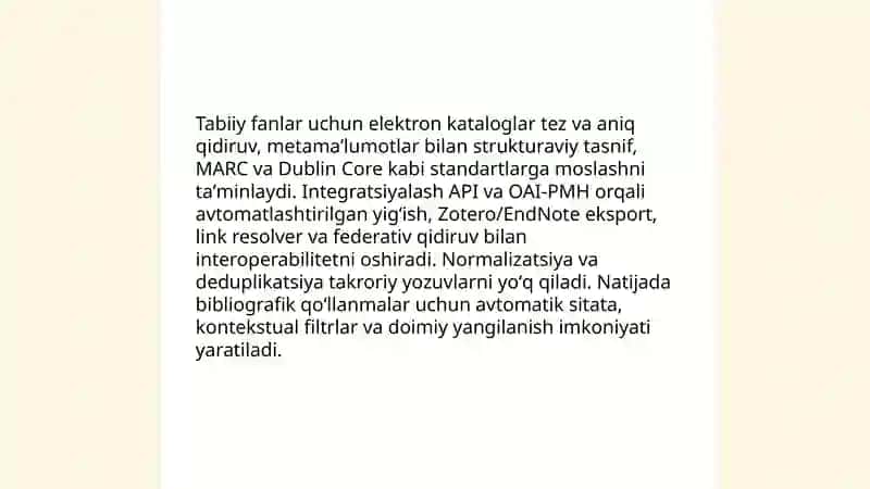 Tabiiy fanlar bibliografik qoʻllanmalarini yaratishda zamonaviy axborot texnologiyalaridan foydalanish 3