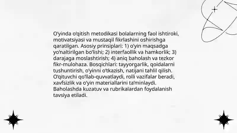 O‘yinda o‘qitish metodikasi 3