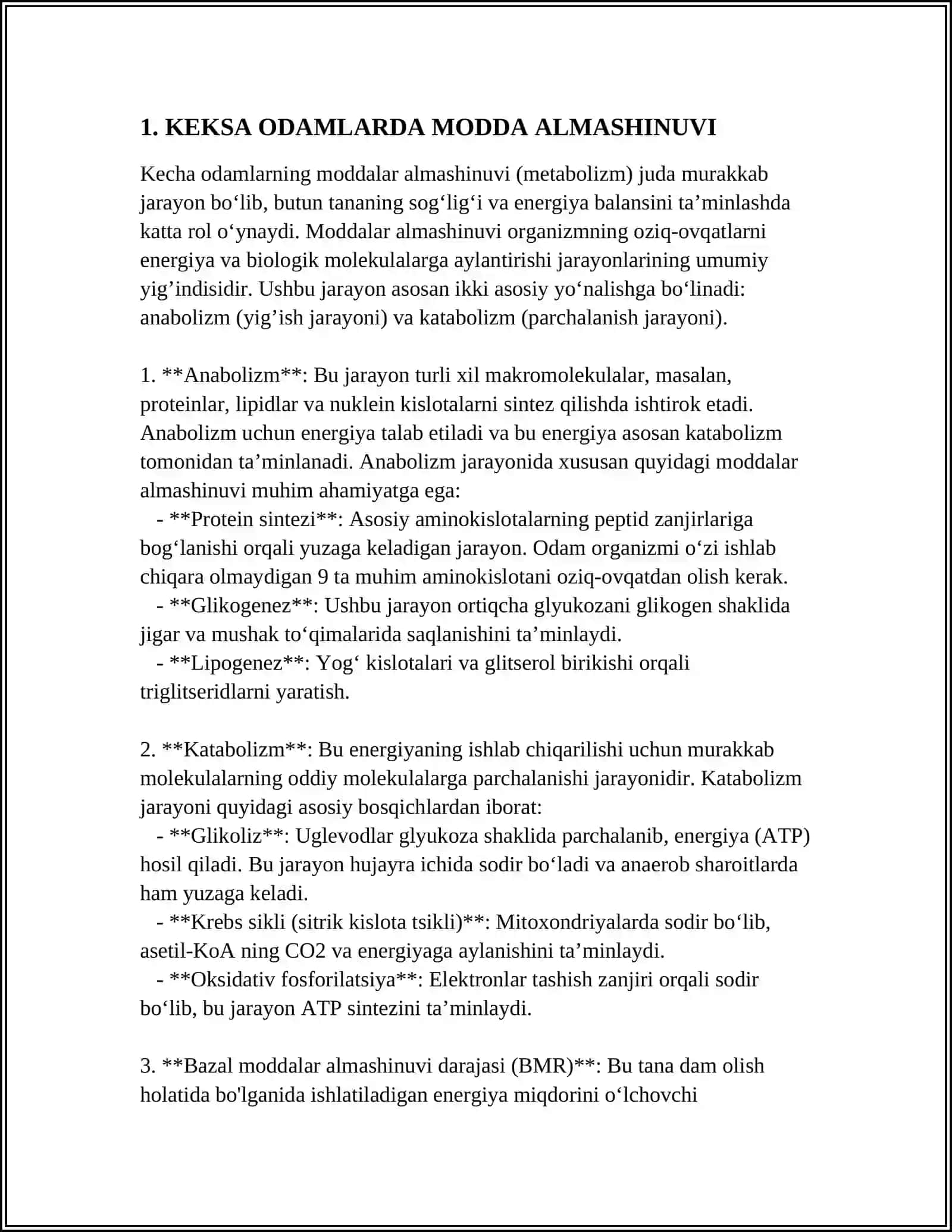 MUSTAQIL ISH Mavzu: KEKSABEMOR. KEKSA ORGANIZMNING FIZIOLOGIK XUSUSIYATLARI 3