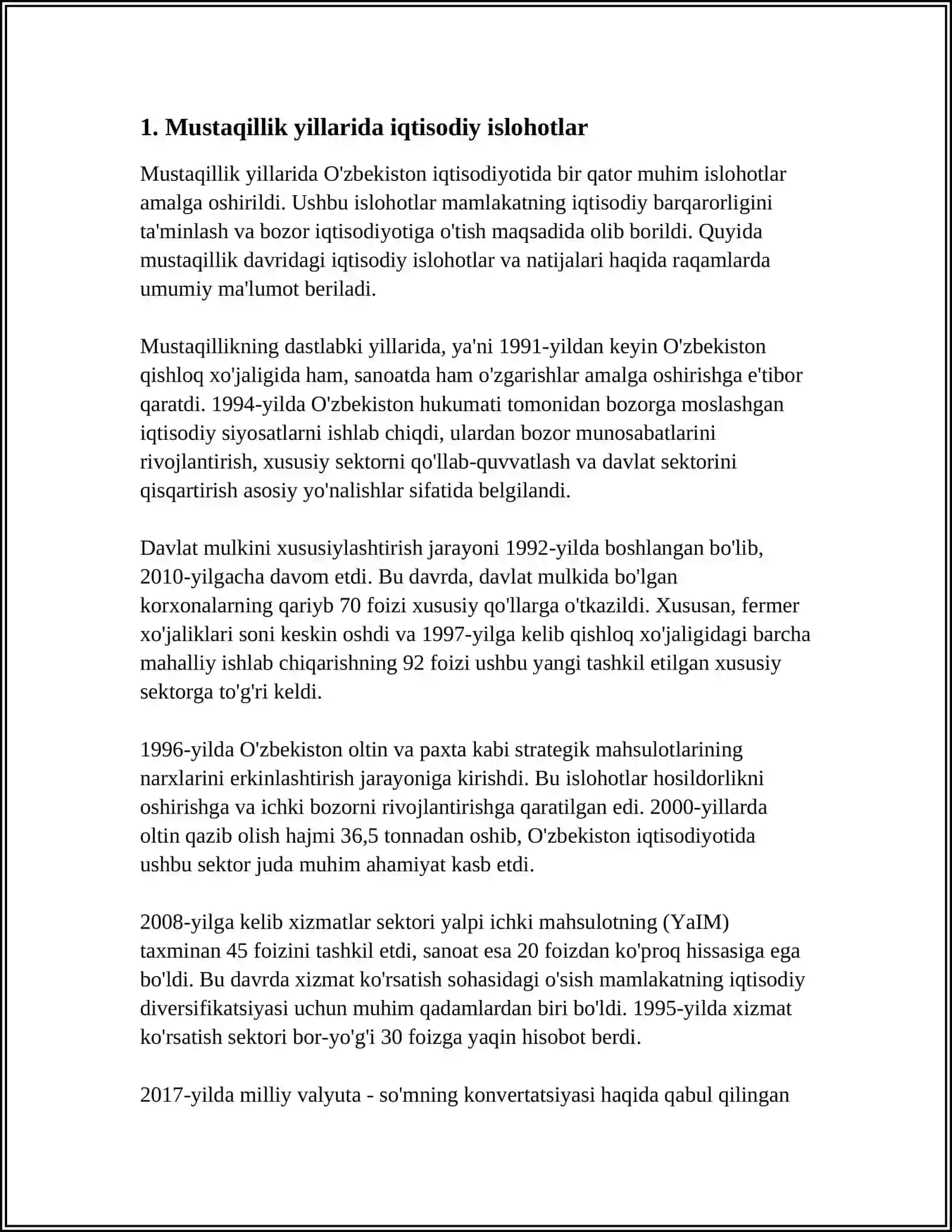MUSTAQILLIK YILLARIDA YILLARIDA DAVLAT BOSHQARUVI TIZIMIDA AMALGA OSHIRILGAN ISLOHATLAR 3