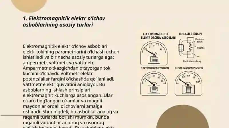 Elektromagnitik elektr oʻlchov asboblari oʻrganish 3