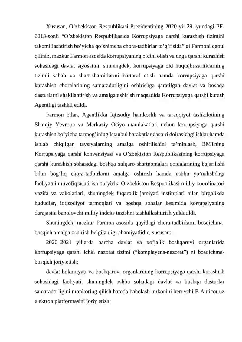 Korrupsiyaga qarshi kurash bo'yicha xalqaro qonunlar va qarorlarning O'zbekistonda ratifikatsiya qilishning ahamiyati 3