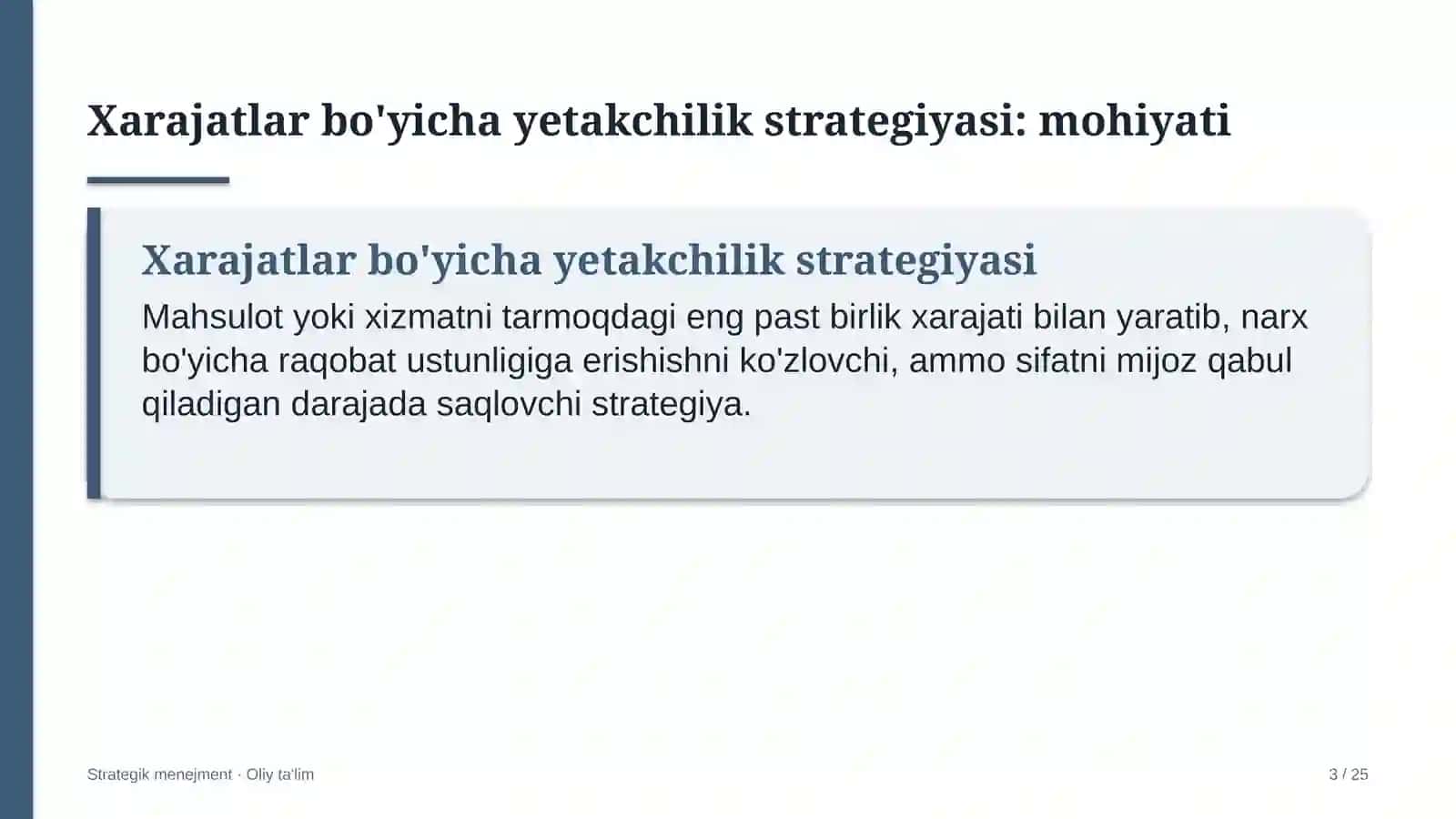 buxgalteriya xizmatlarida xarajatlar bo'yicha yetakchilik strategiyasini amalga oshirish 6809 3