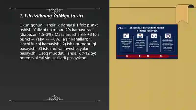Ishsizlikning iqtisodiy oqibatlari Mehnat bozori va ishsizlik. Ishsizlikning iqtisodiy oqibatlari 3