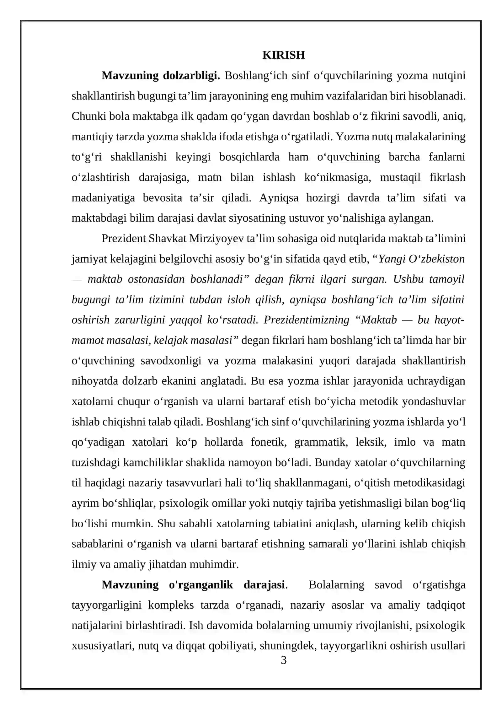 Boshlang’ich sinf o’quvchilarining yozma ishlarida yo’l qo’yilgan xatolari ustida ishlash 3