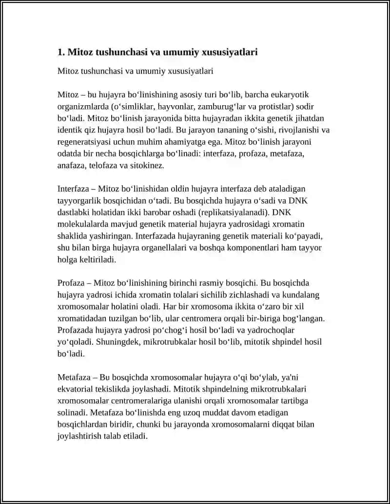 Hujayraning Bo'linish. Mitoz 3