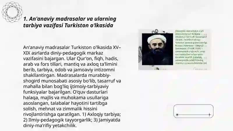 An'anaviy madrasalar va ularning tarbiya vazifasi Turkiston o‘lkasida 3