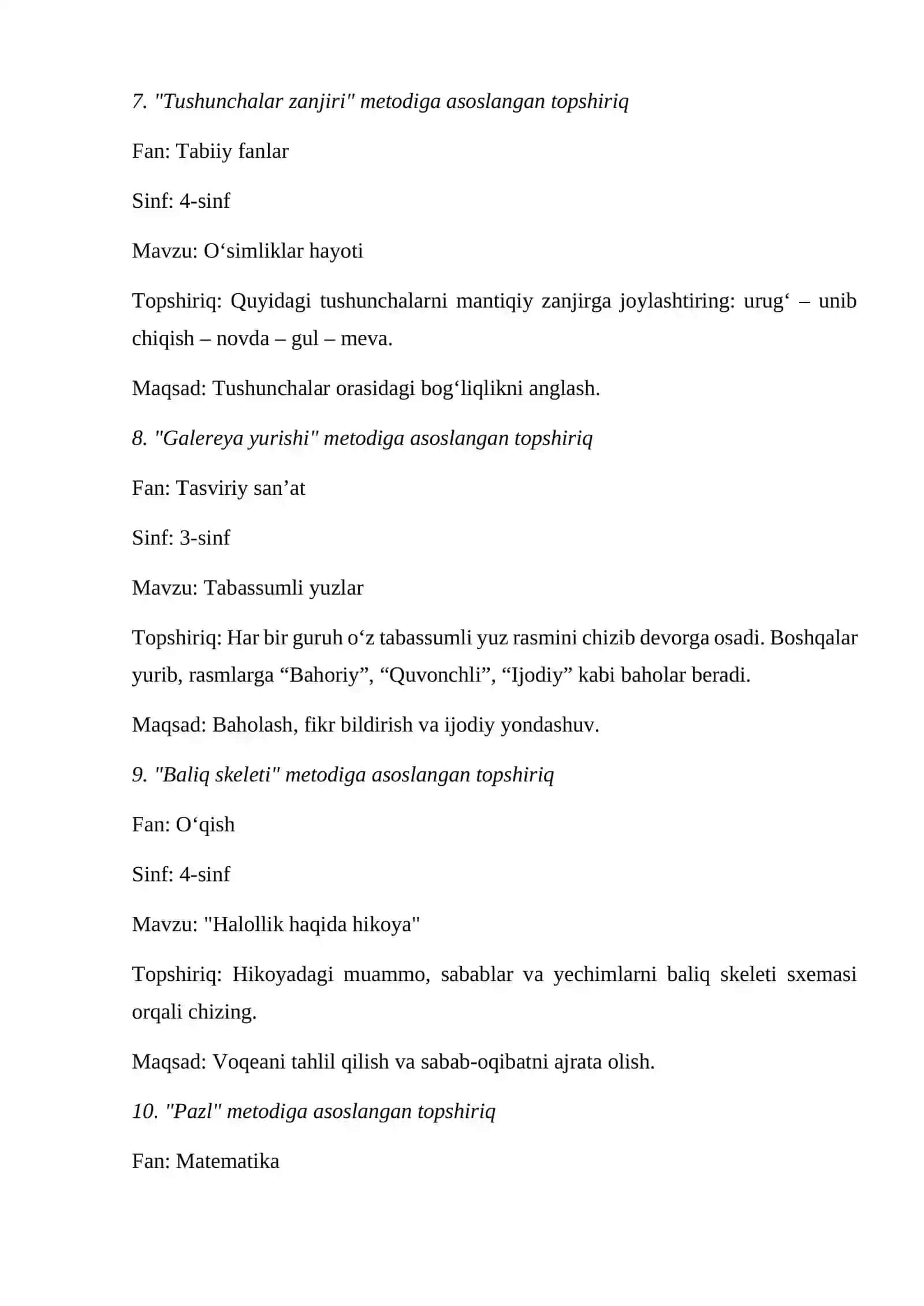 INTERFAOL METODLARGA ASOSLANGAN TOPSHIRIQLAR TO’PLAMI 3