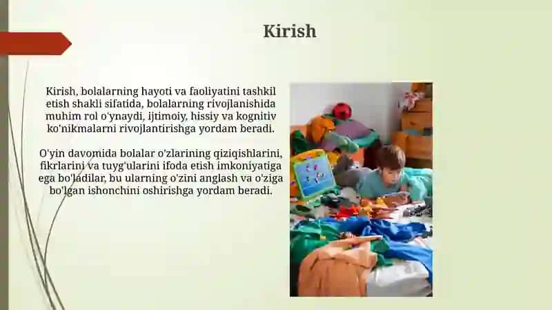 O'yin bolalar hayoti va faoliyatini tashkil etish shakli sifatida 3