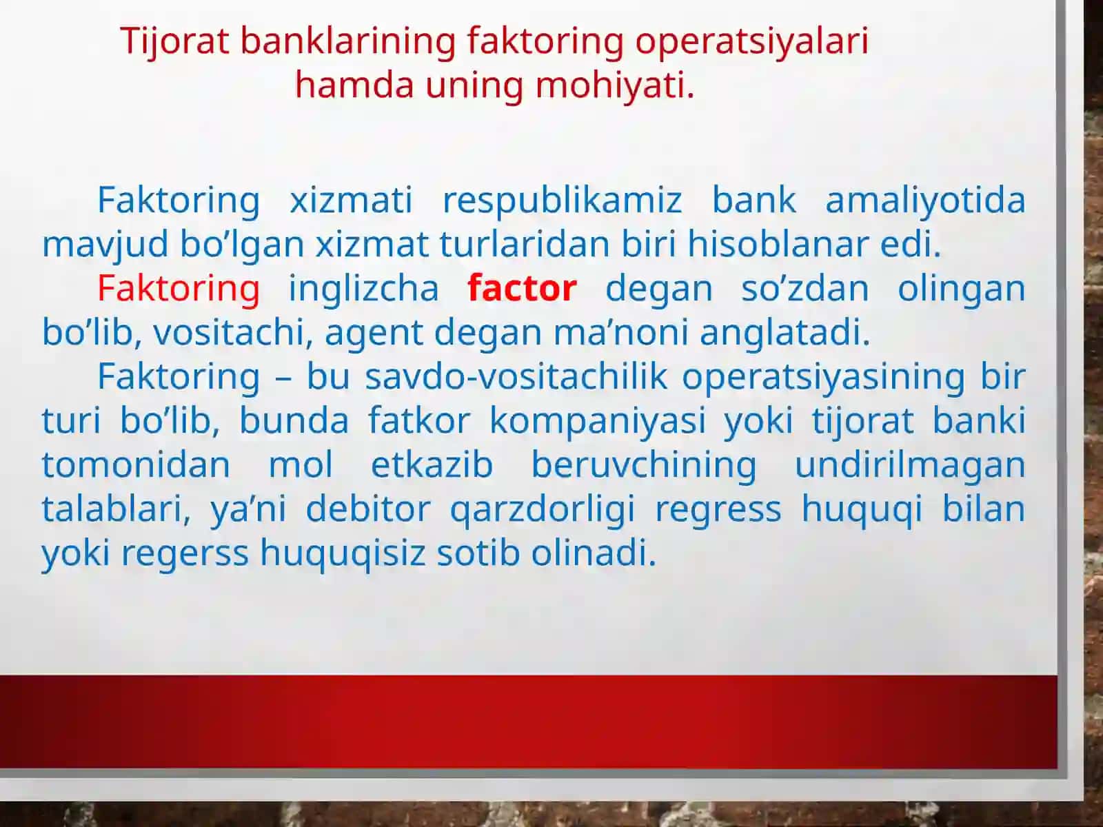 TIJORAT BANKLARINING FAKTORING OPERATSIYALARI 3