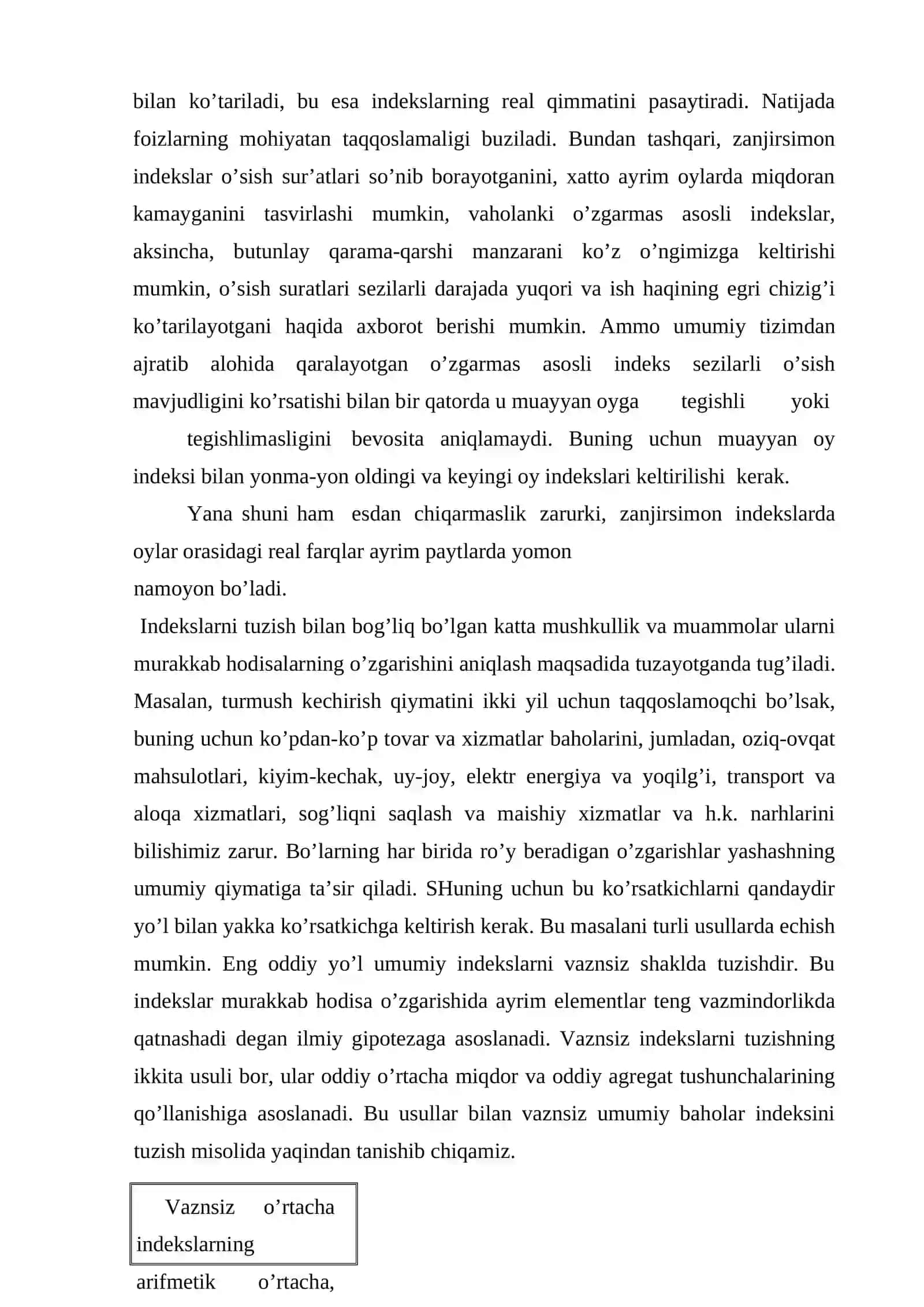 Vaznsiz umumiy indekslar 3