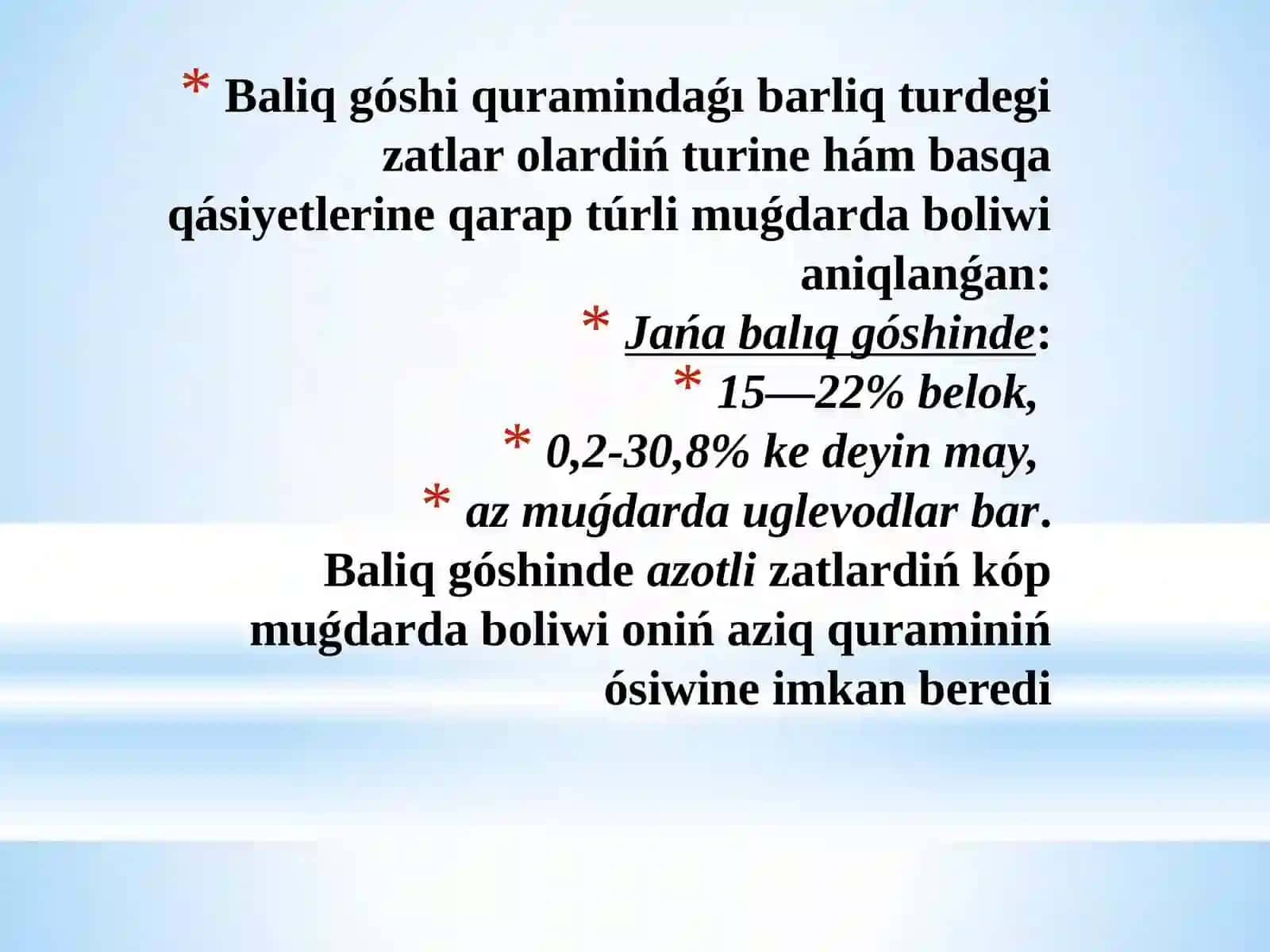 Balıq góshiniń azıqlıq quramı 3