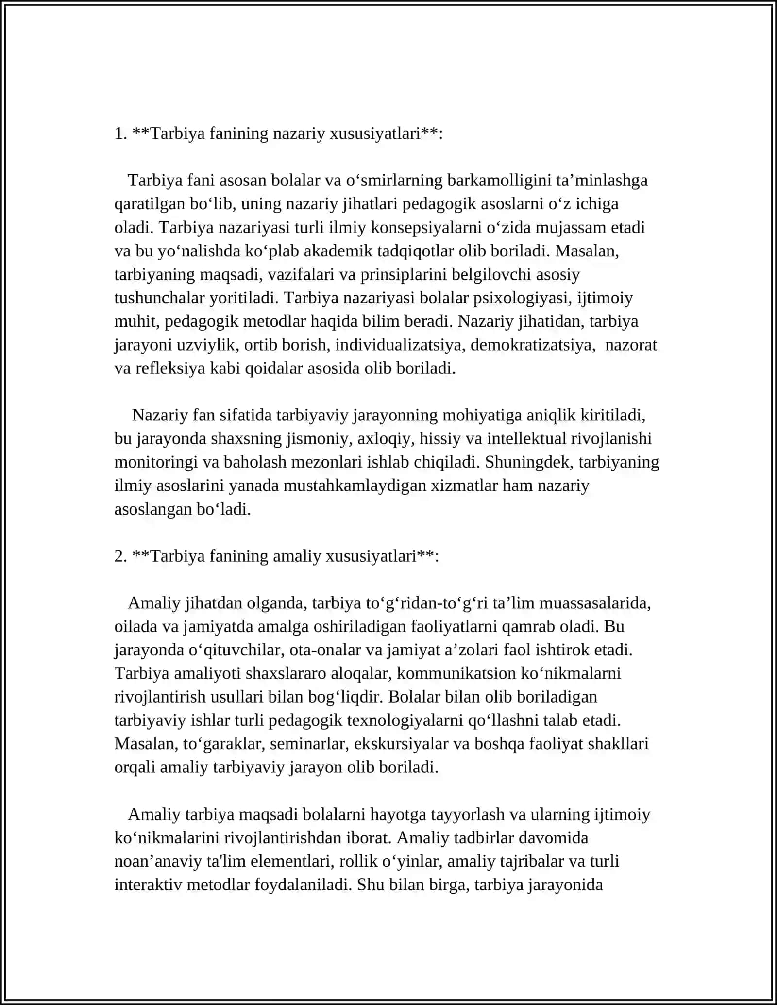 TARBIYA FANINI O ZIGA XOSLIKLARINI QIYOSIY TAHLIL GILISH 3
