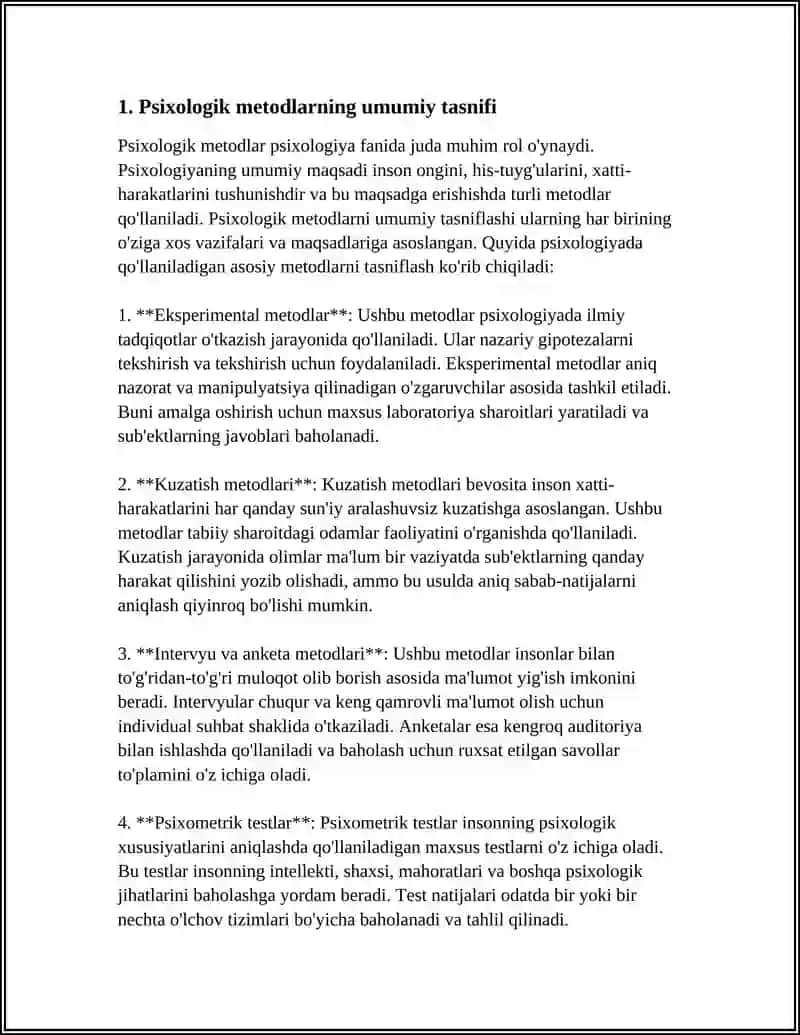 PSIXOLOGIK METODLARNING UMUM ILMIY KLASSIFIKATSIYASI 3