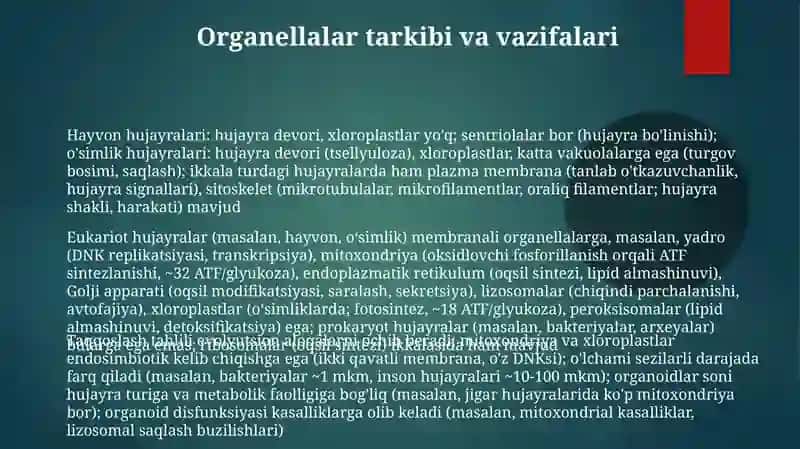 Tirik hujayralarning qiyosiy tahlili 3