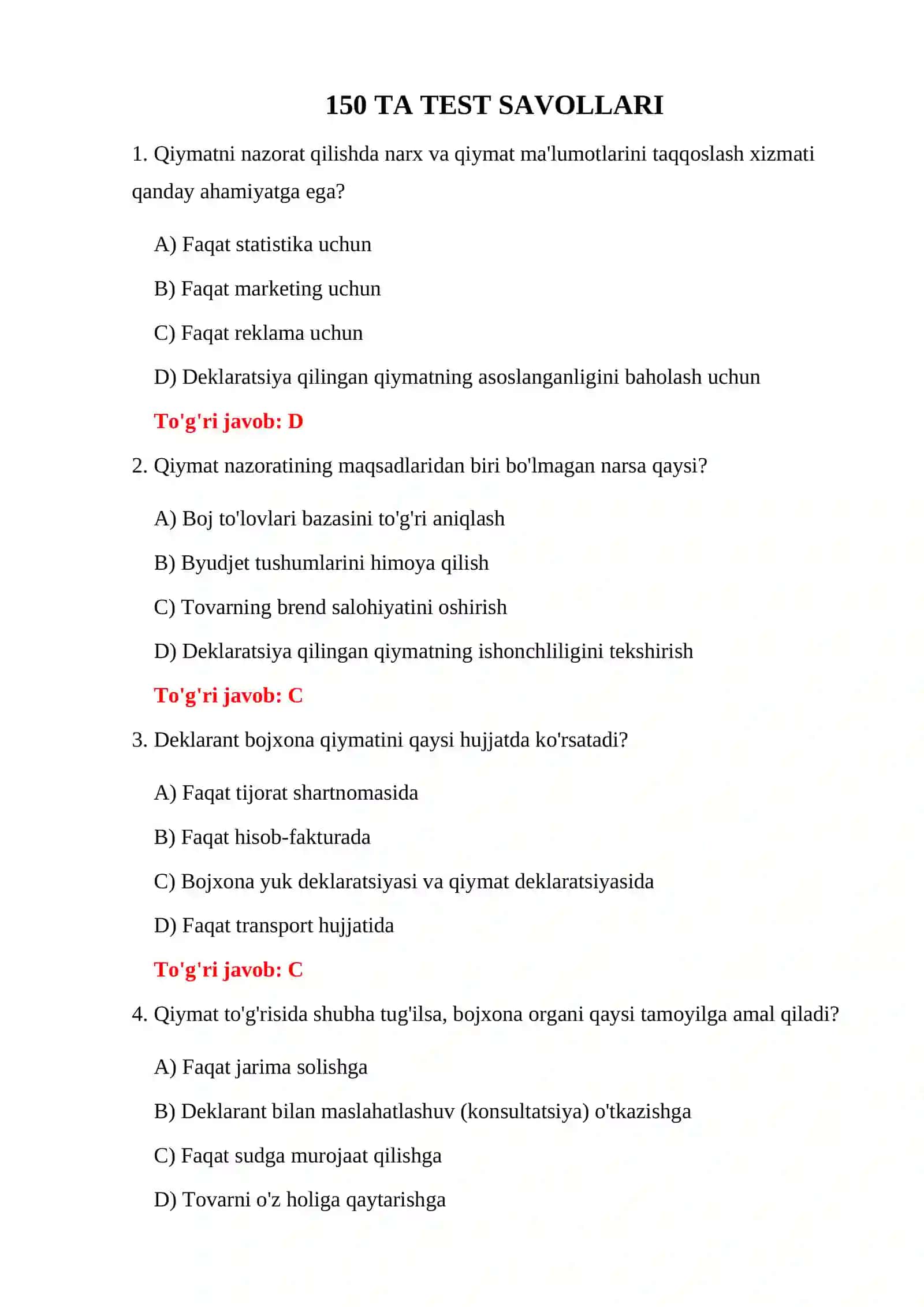 Bojxona Qiymati Savol-Javoblari 3