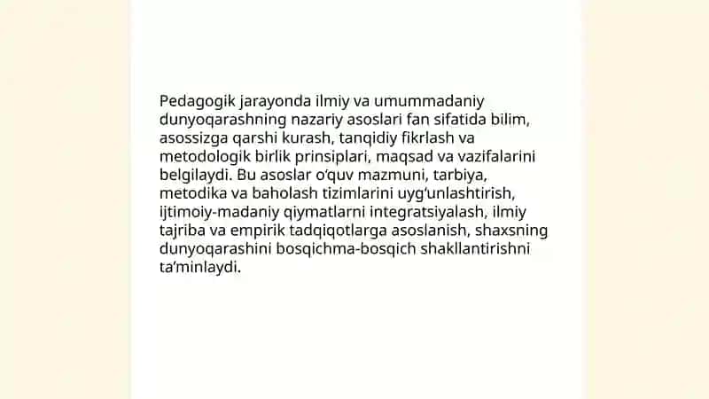Pedagogik jarayonda ilmiy va umummadaniy dunyoqarashni shakllantirish 3