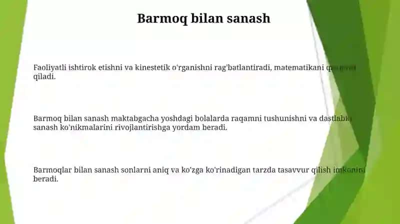 Mental matematika maktabgacha yoshdagi bolalarga ogʻizaki sanashga oʻrgatishning noanʼanaviy usuli 3