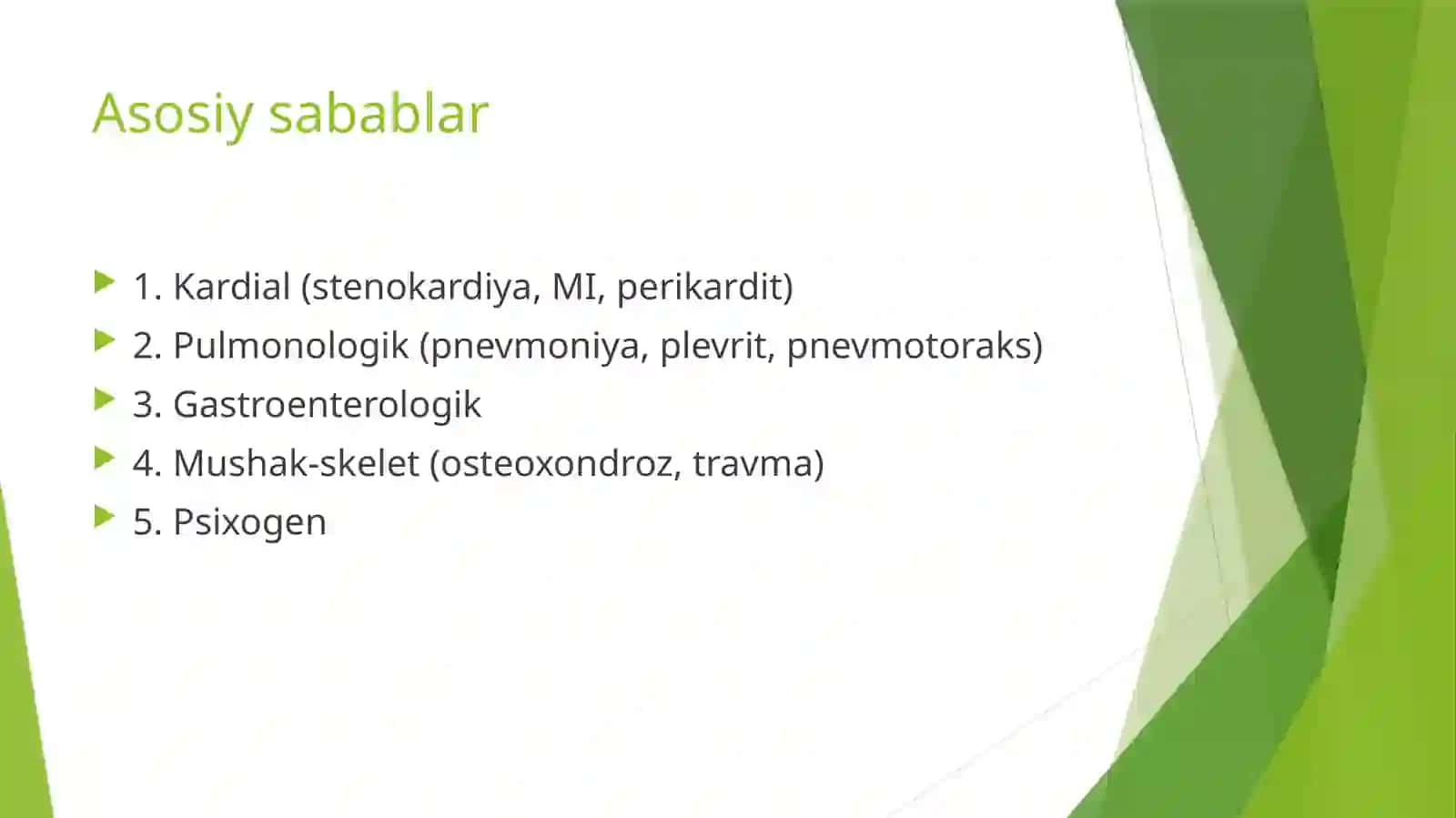 Ko`krak qafasidagi og`riq:algoritmik yondashuv asosida differensial diagnostika 3