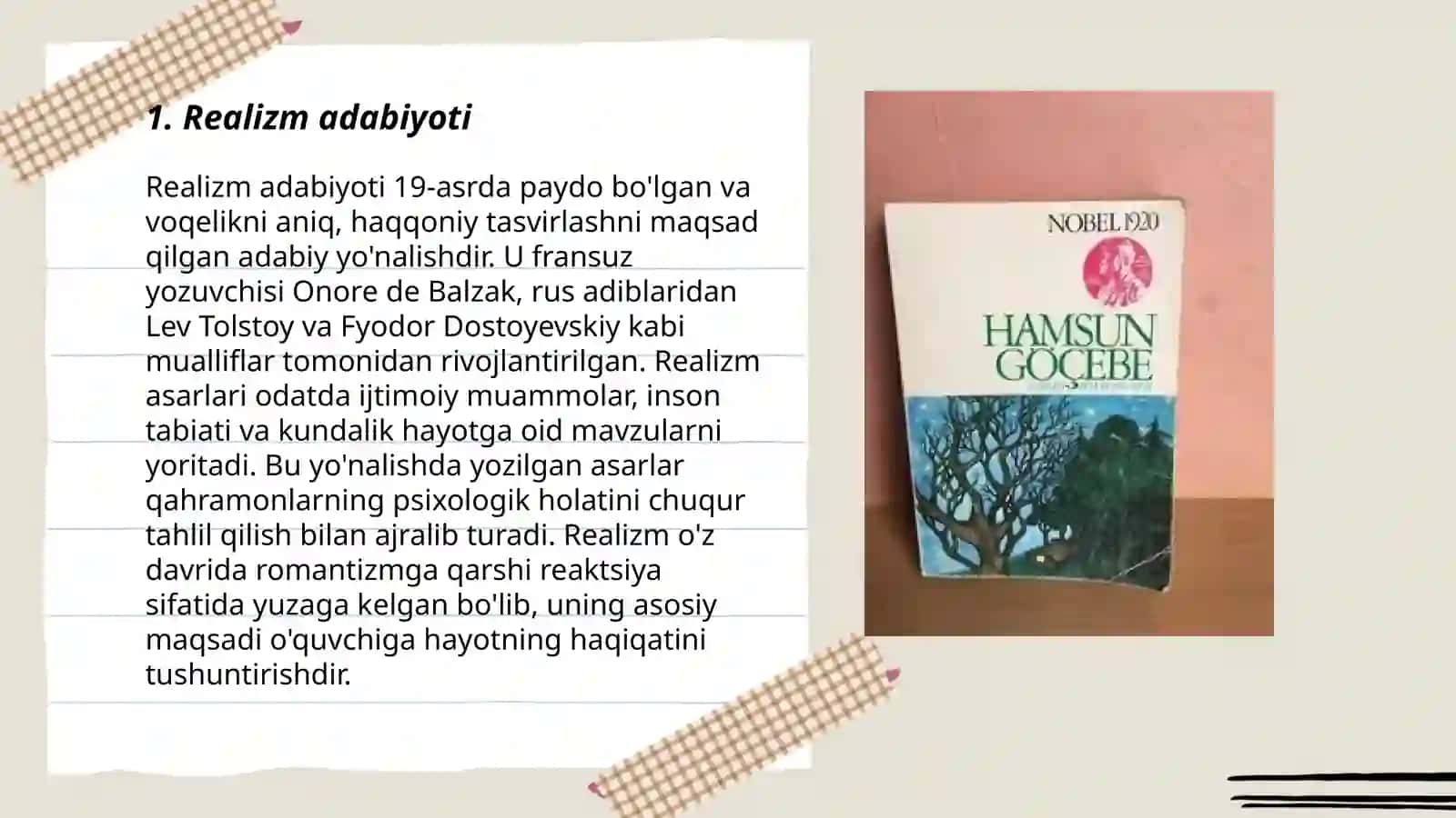 Realizm va Knut Hamsun Hayoti va Ijodi 3