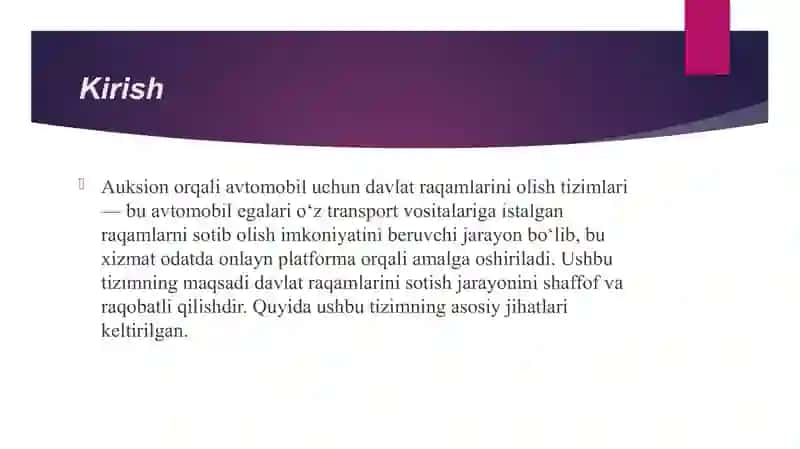 Auksion orqali avtomashina uchun davlat raqamini olish tizimlari 3