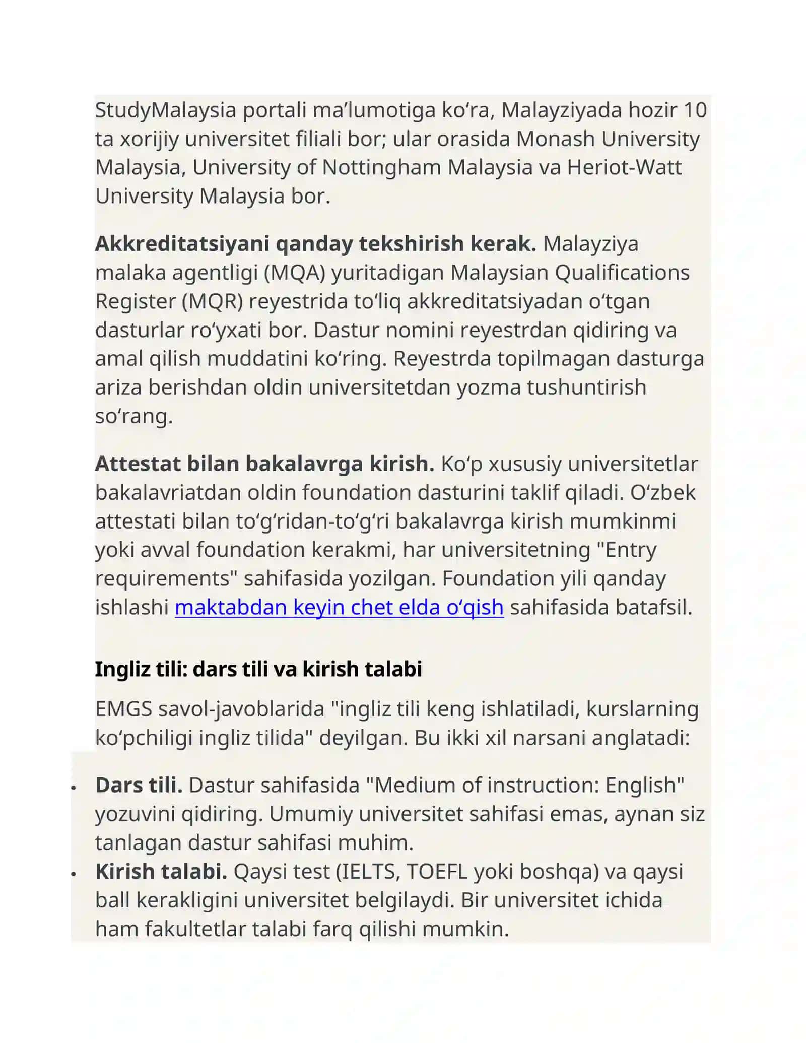 Malayziyada o‘qish: ingliz tilidagi ta’lim, viza va xarajatlar 3