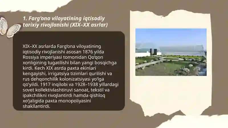 Farg’ona viloyati mintaqaviy iqtisodiyoti: tarixi, hoziri, kelajagi. E’tiborga sazovor joylari 3