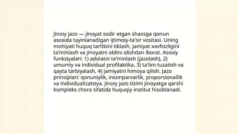Jinoiy jazo tushunchasi va tizimi 3