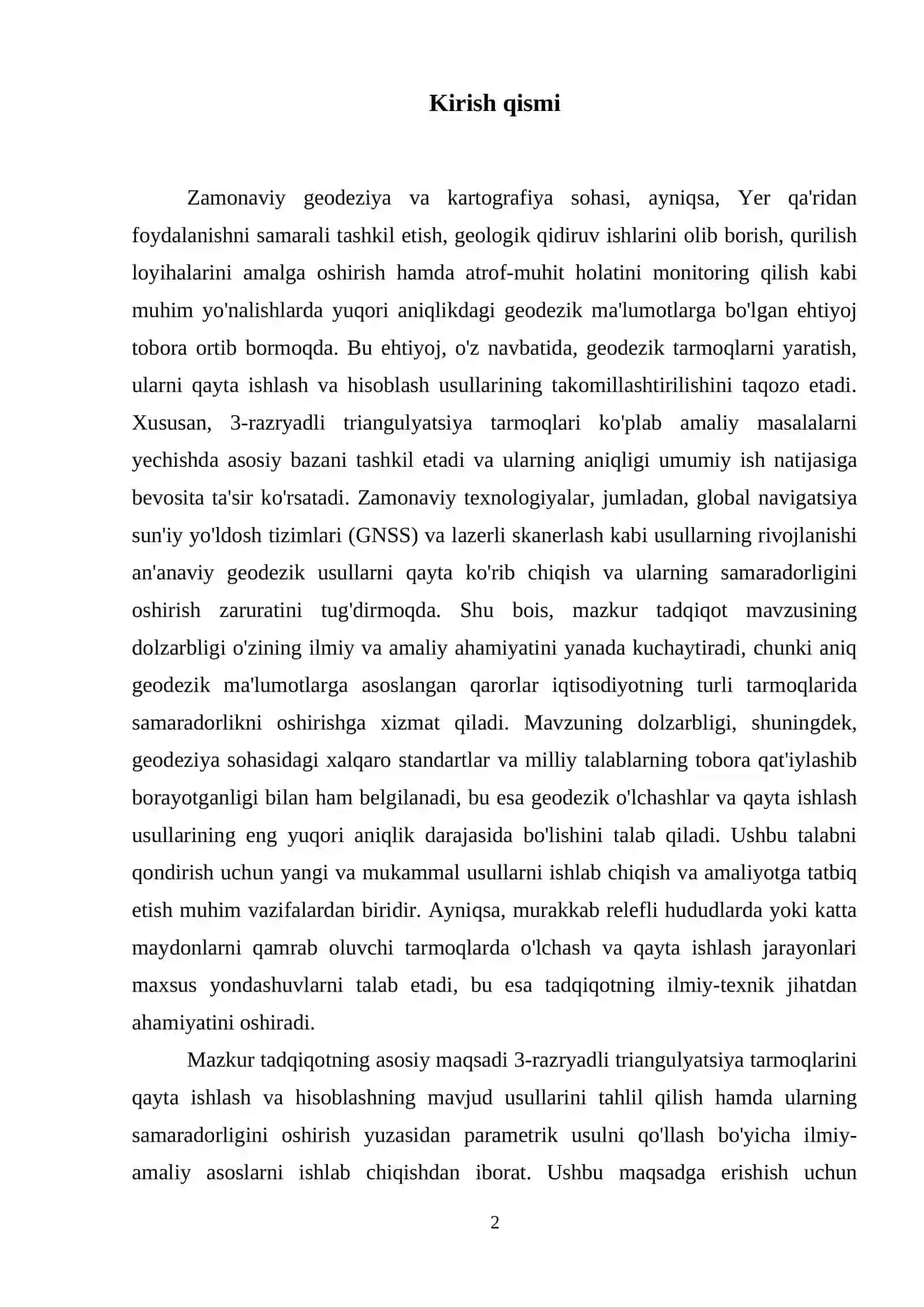 3-razryadli triangulyatsiya toʻrini qayta ishlash va ularni hisoblash usullari. Parametrik usuli.+ 3