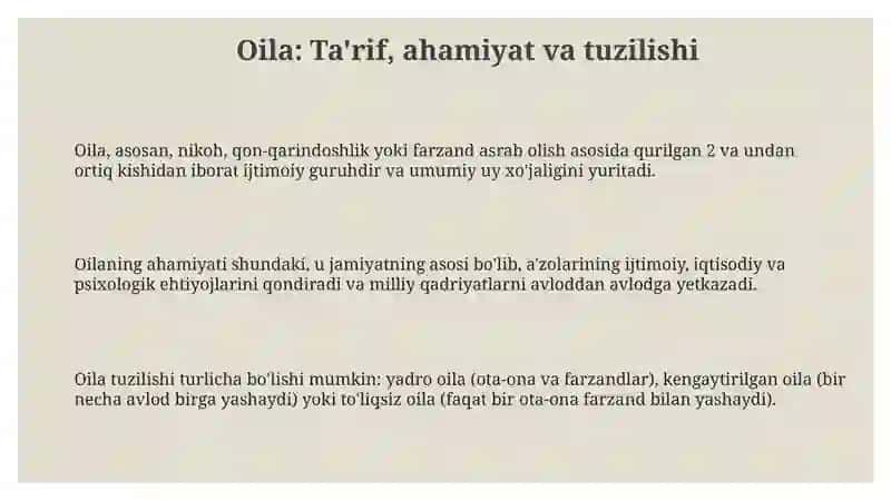 Oila: Ta'rif, Tuzilishi va Ijtimoiy-Iqtisodiy Roli 3