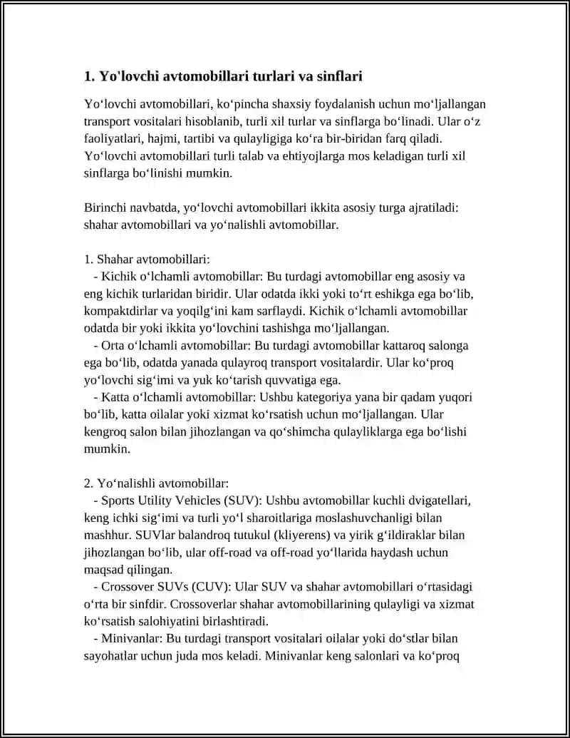 YOʻLOVCHI AVTOMOBIL TRANSPORT VOSITALARI 3