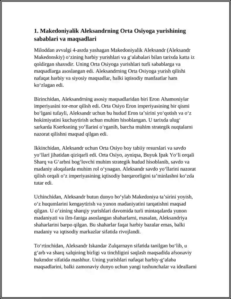 MAKADONIYALIK ALEKSADR ORTA OSIYOGA YURISHLARI 3