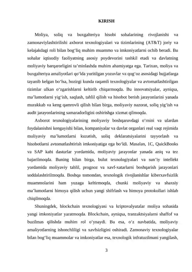 "Moliya, soliq va buxgalteriya hisobi sohasidagi professional axborot texnologiyalari va tizimlar" 3