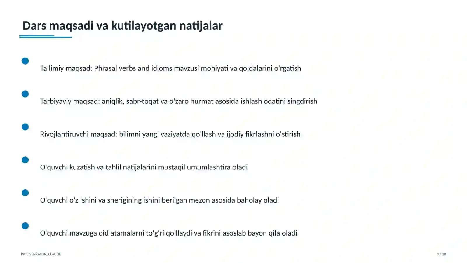 Phrasal verbs and idioms (11-sinf) 3