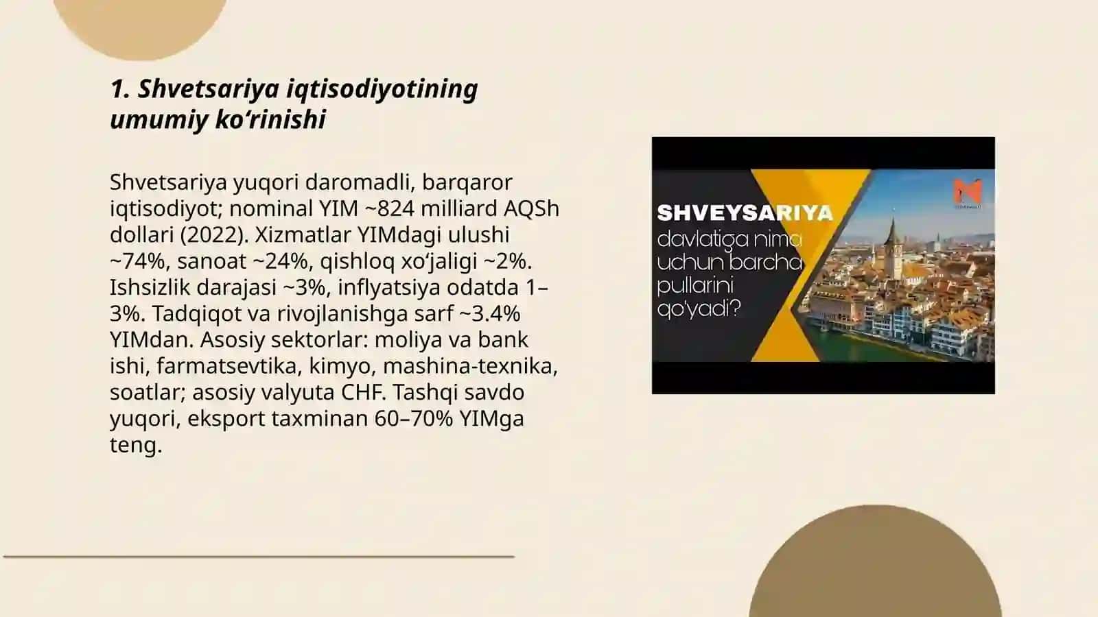 Shvetsariya davlatining iqtisodiyoti 3