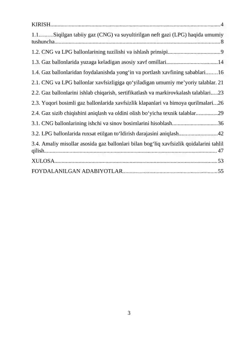 SIQILGAN TABIIY GAZ (CNG) VA SUYULTIRILGAN GAZ (LPG) BALLONLAR XAVFSIZLIGIGA QO‘YILADIGAN ME’YORIY TALABLAR 3