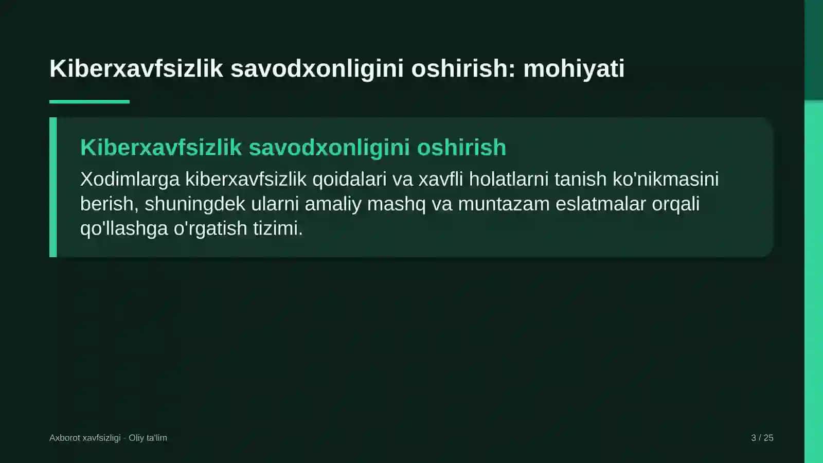 xolding kompaniyalarida xodimlarning kiberxavfsizlik savodxonligini oshirish 8631 3