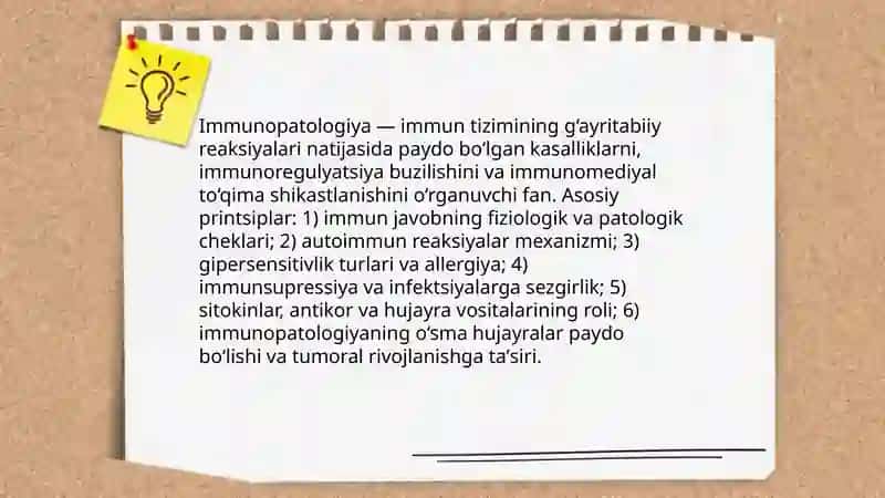 Immunopatologiya,o‘sma hujayralarni kelib chiqishdagi ahamiyati 3