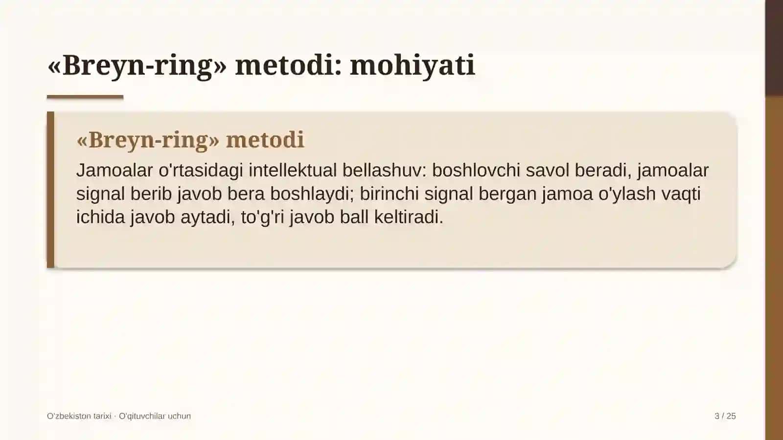 o'zbekiston tarixi darslarida breyn ring metodidan foydalanish 1575 3