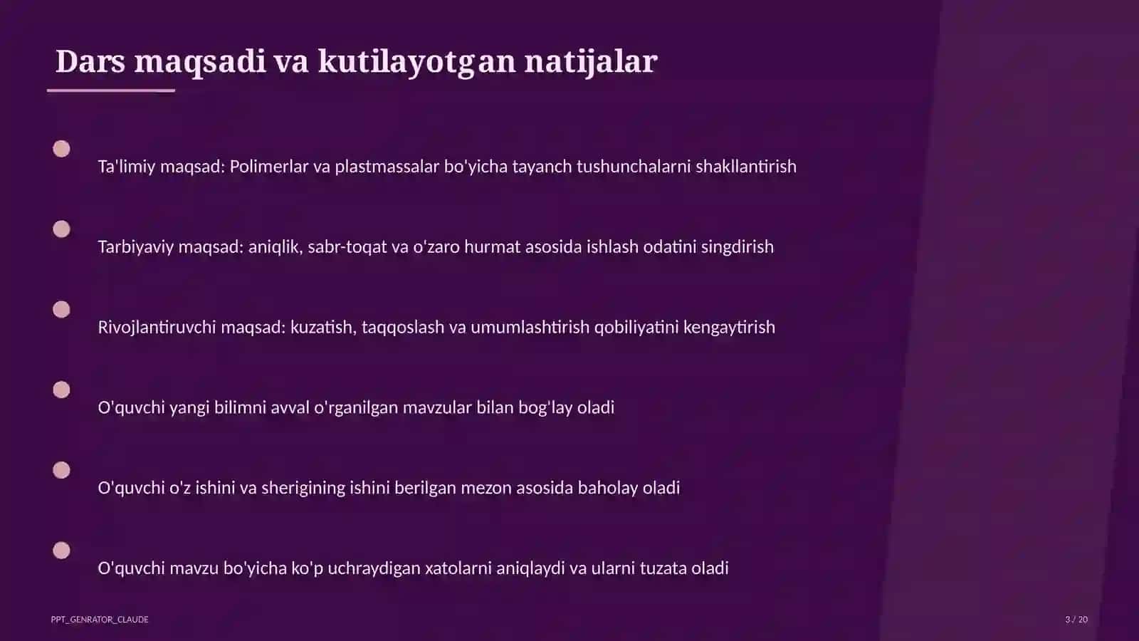 Polimerlar va plastmassalar (11-sinf) 3