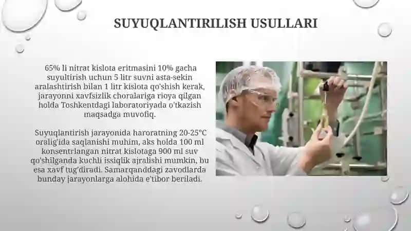 Suyiltirilgan nitrat kislota olish texnologiyasi 3
