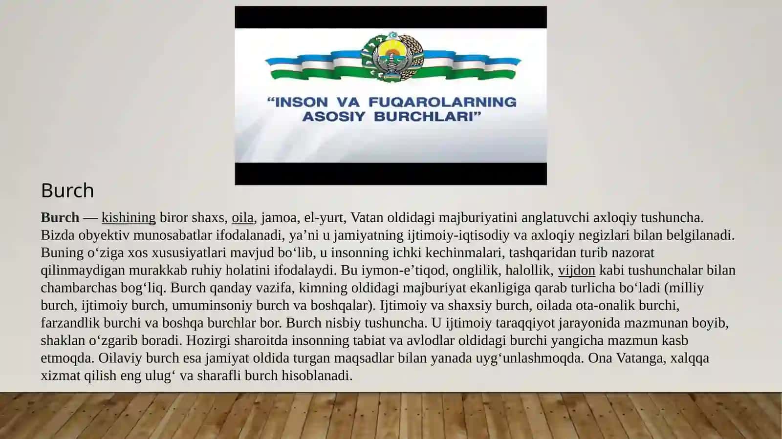 Burchlar, ularning mazmun mohiyati, turlari o’zaro farqli hamda o’xshash jihatlarini qonunchilik hujjatlari asosida amaliy misollar yordamida tushuntiring 3